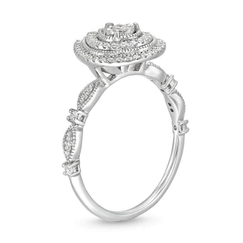 Main Image 3 of 0.25 CT. T.W. Diamond Miracle Teardrop Frame Vintage-Style Engagement Ring in 10K White Gold