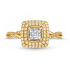 Thumbnail Image 4 of 0.25 CT. T.W. Princess-Cut Diamond Miracle Cushion Frame Vintage-Style Engagement Ring in 10K Gold