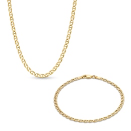 3.3mm Mariner Chain Necklace and Bracelet Set in Hollow 10K Gold