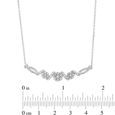 0.50 CT. T.W. Multi-Diamond Cascading Necklace in Sterling Silver - 17"