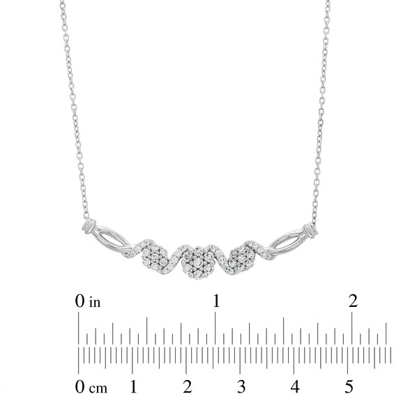 0.50 CT. T.W. Multi-Diamond Cascading Necklace in Sterling Silver - 17"
