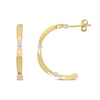 Thumbnail Image 0 of Eternally Bonded 0.12 CT. T.W. Diamond Collar Tie Half Hoop Earrings in 14K Gold