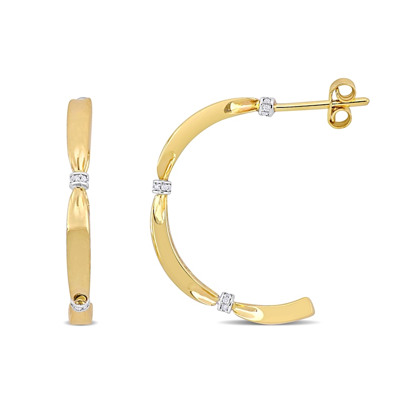 Eternally Bonded 0.12 CT. T.W. Diamond Collar Tie Half Hoop Earrings in 14K Gold|Peoples Jewellers