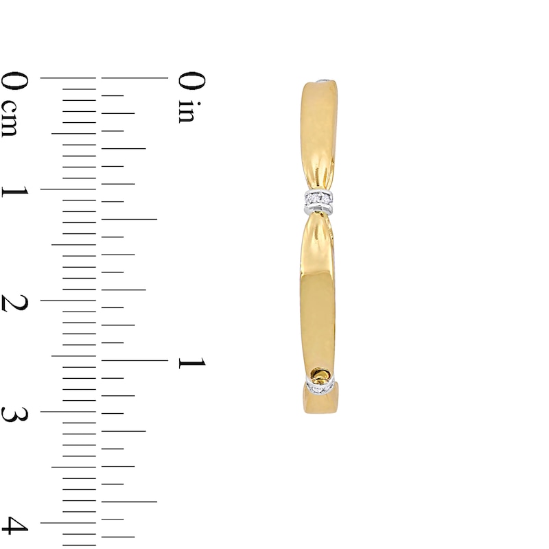 Main Image 2 of Eternally Bonded 0.12 CT. T.W. Diamond Collar Tie Half Hoop Earrings in 14K Gold