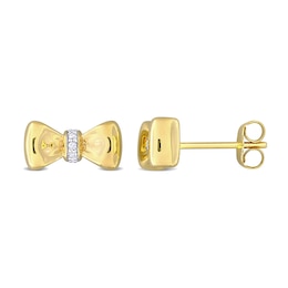 Eternally Bonded 0.04 CT. T.W. Diamond Collar Bow Tie Stud Earrings in 14K Gold