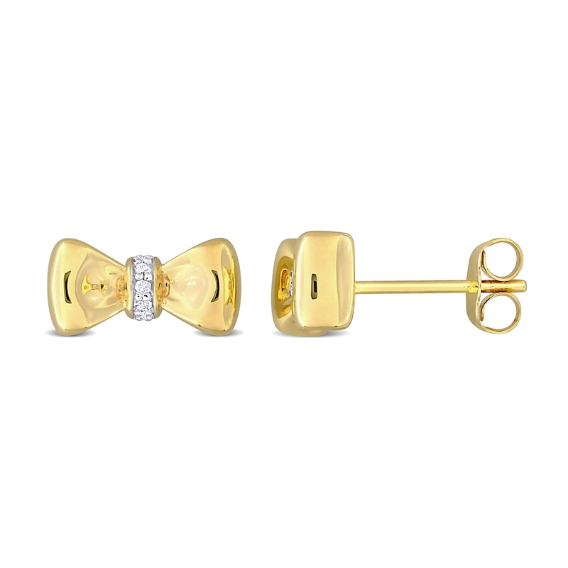 Eternally Bonded 0.04 CT. T.W. Diamond Collar Bow Tie Stud Earrings in 14K Gold