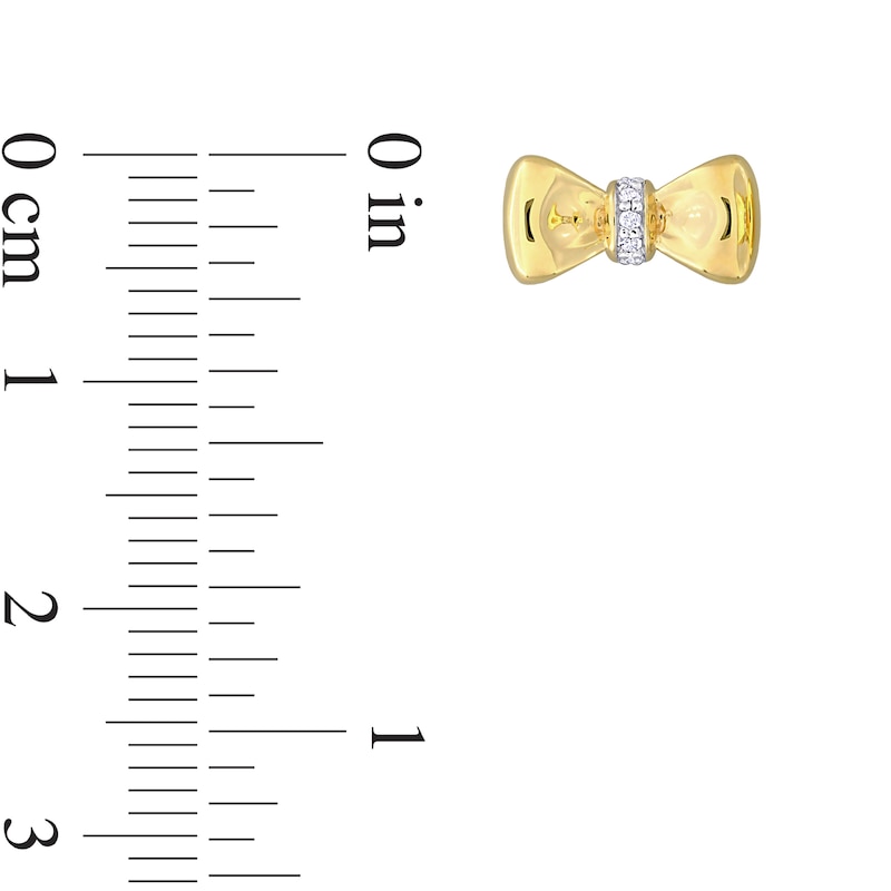 Main Image 2 of Eternally Bonded 0.04 CT. T.W. Diamond Collar Bow Tie Stud Earrings in 14K Gold