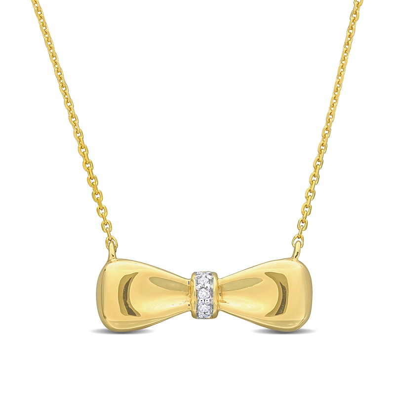 Eternally Bonded Diamond Accent Collar Bow Tie Necklace in 14K Gold