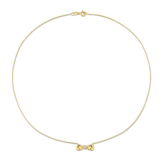 Eternally Bonded Diamond Accent Collar Bow Tie Necklace in 14K Gold