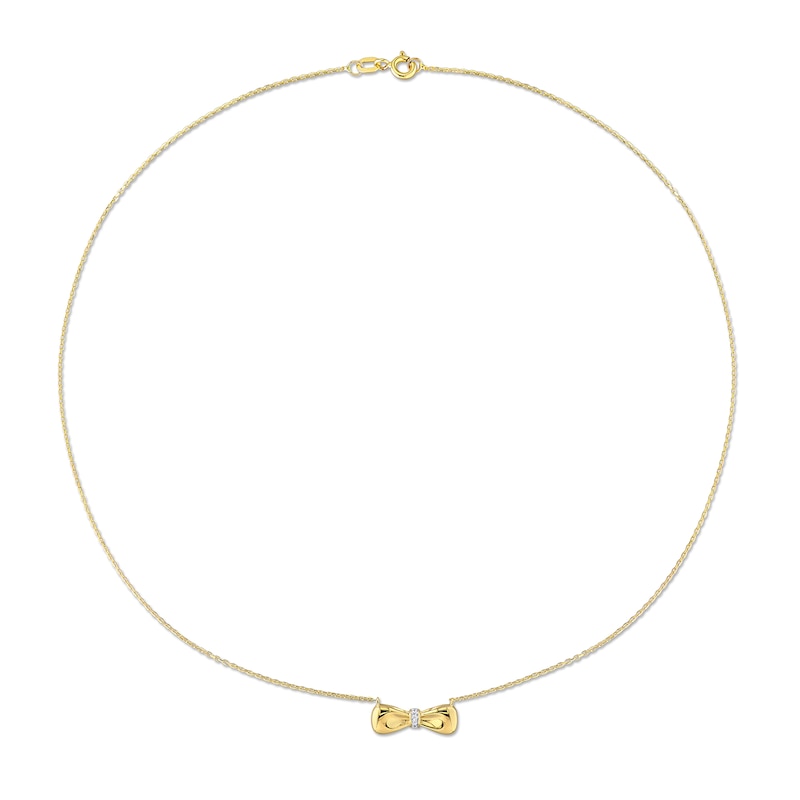 Main Image 2 of Eternally Bonded Diamond Accent Collar Bow Tie Necklace in 14K Gold