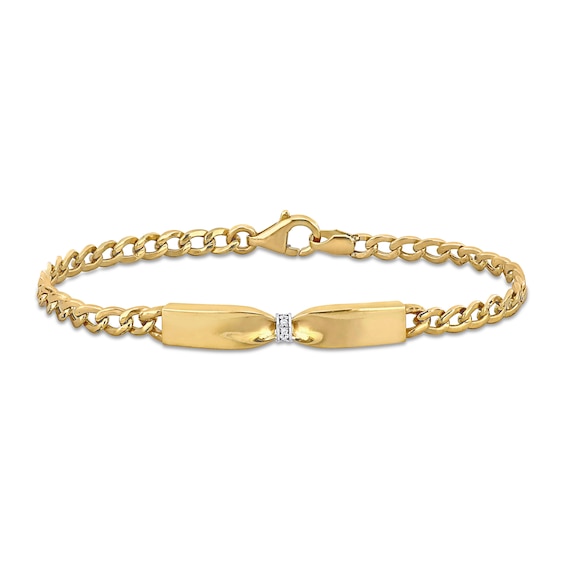 Eternally Bonded 0.04 CT. T.W. Diamond Collar Tie Bar Bracelet in 14K Gold - 7.25"