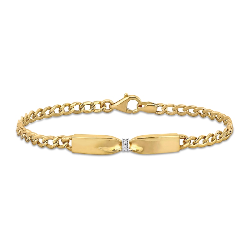 Main Image 1 of Eternally Bonded 0.04 CT. T.W. Diamond Collar Tie Bar Bracelet in 14K Gold - 7.25"