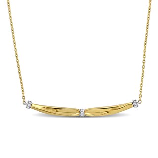 Eternally Bonded 0.04 CT. T.W. Diamond Collar Tie Sideways Bar Necklace in 14K Gold - 16"
