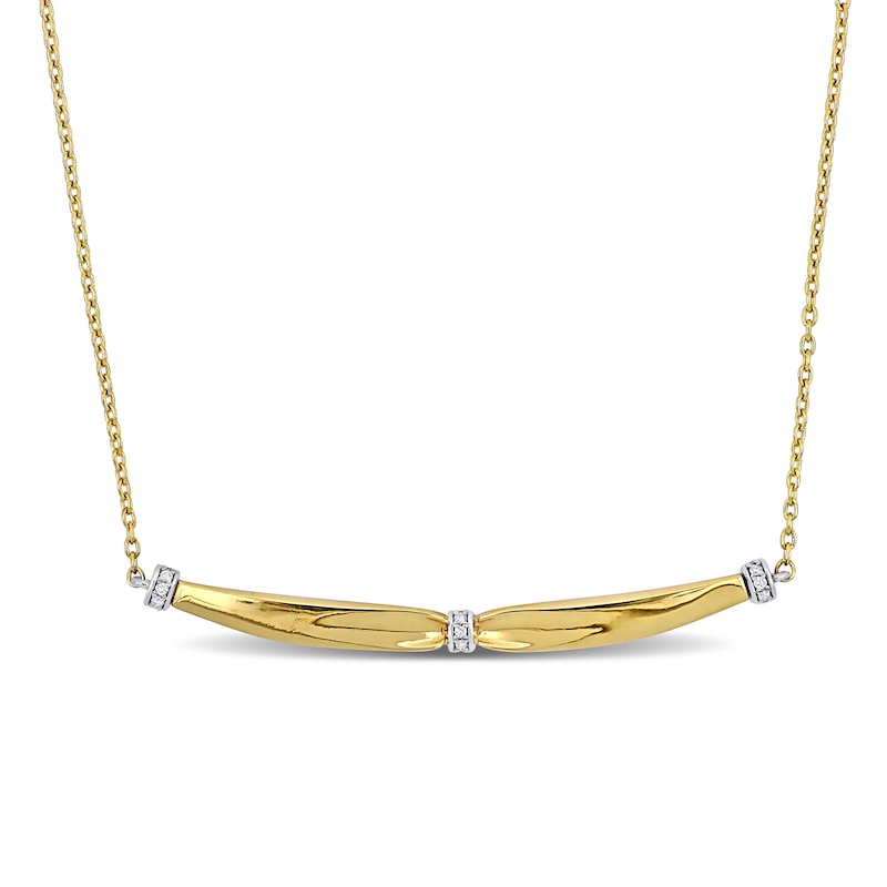 Eternally Bonded 0.04 CT. T.W. Diamond Collar Tie Sideways Bar Necklace in 14K Gold - 16"|Peoples Jewellers