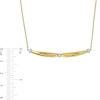 Thumbnail Image 2 of Eternally Bonded 0.04 CT. T.W. Diamond Collar Tie Sideways Bar Necklace in 14K Gold - 16"