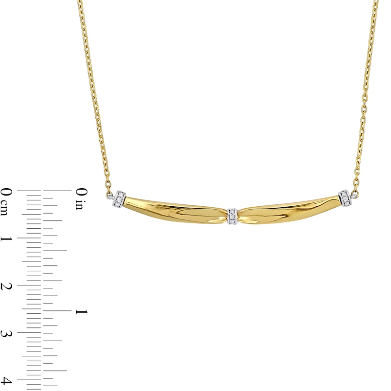Main Image 2 of Eternally Bonded 0.04 CT. T.W. Diamond Collar Tie Sideways Bar Necklace in 14K Gold - 16"