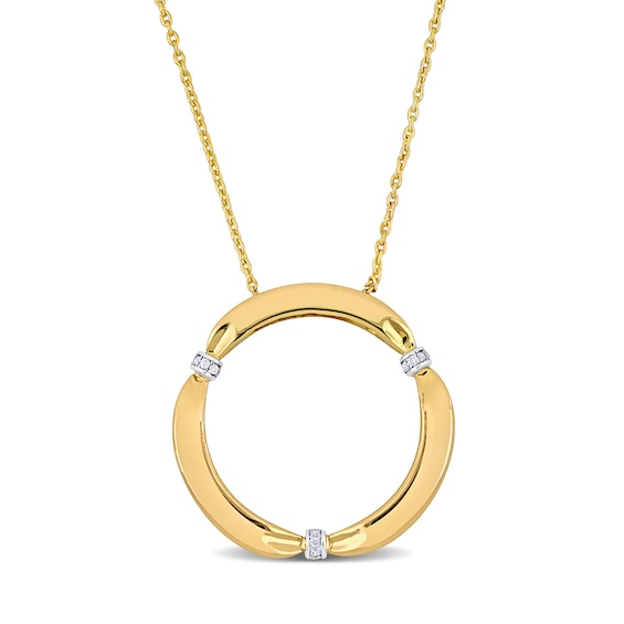 Eternally Bonded 0.05 CT. T.W. Diamond Collar Tie Circle Pendant in 14K Gold