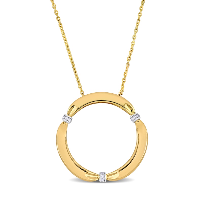 Eternally Bonded 0.05 CT. T.W. Diamond Collar Tie Circle Pendant in 14K Gold|Peoples Jewellers