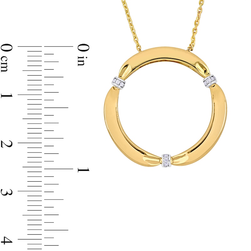 Main Image 2 of Eternally Bonded 0.05 CT. T.W. Diamond Collar Tie Circle Pendant in 14K Gold