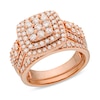 Thumbnail Image 1 of 1.29 CT. T.W. Cushion Multi-Diamond Bow-Tie Bridal Set in 10K Rose Gold