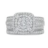 Thumbnail Image 3 of 1.23 CT. T.W. Cushion Multi-Diamond Triple Row Bridal Set in 10K White Gold