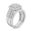 Thumbnail Image 4 of 1.23 CT. T.W. Cushion Multi-Diamond Triple Row Bridal Set in 10K White Gold
