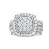 Thumbnail Image 3 of 1.95 CT. T.W. Cushion Multi-Diamond Frame Split Shank Vintage-Style Bridal Set in 10K White Gold