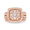 Thumbnail Image 3 of 1.95 CT. T.W. Cushion Multi-Diamond Frame Split Shank Vintage-Style Bridal Set in 10K Rose Gold