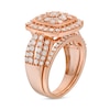 Thumbnail Image 4 of 1.95 CT. T.W. Cushion Multi-Diamond Frame Split Shank Vintage-Style Bridal Set in 10K Rose Gold
