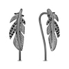Thumbnail Image 1 of Enchanted Disney Villains Maleficent 0.085 CT. T.W. Black Diamond Feather Crawler Earrings in Black Sterling Silver
