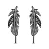 Thumbnail Image 2 of Enchanted Disney Villains Maleficent 0.085 CT. T.W. Black Diamond Feather Crawler Earrings in Black Sterling Silver
