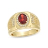 Thumbnail Image 1 of Men's Oval Garnet and 0.25 CT. T.W. Diamond Square-Top Nugget Ring in 10K Gold