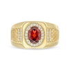 Thumbnail Image 4 of Men's Oval Garnet and 0.25 CT. T.W. Diamond Square-Top Nugget Ring in 10K Gold