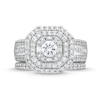 Thumbnail Image 4 of 1.45 CT. T.W. Diamond Cushion Triple Row Octagon Frame Bridal Set in 10K White Gold