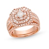 Thumbnail Image 1 of 1.45 CT. T.W. Diamond Cushion Triple Row Octagon Frame Bridal Set in 10K Rose Gold