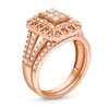 Thumbnail Image 3 of 1.45 CT. T.W. Diamond Cushion Triple Row Octagon Frame Bridal Set in 10K Rose Gold