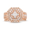 Thumbnail Image 4 of 1.45 CT. T.W. Diamond Cushion Triple Row Octagon Frame Bridal Set in 10K Rose Gold