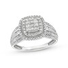 Thumbnail Image 1 of 0.50 CT. T.W. Princess-Cut Multi-Diamond Cushion Frame Vintage-Style Engagement Ring in 10K White Gold