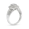 Thumbnail Image 3 of 0.50 CT. T.W. Princess-Cut Multi-Diamond Cushion Frame Vintage-Style Engagement Ring in 10K White Gold