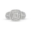 Thumbnail Image 4 of 0.50 CT. T.W. Princess-Cut Multi-Diamond Cushion Frame Vintage-Style Engagement Ring in 10K White Gold
