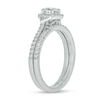 Thumbnail Image 2 of 0.74 CT. T.W. Diamond Cushion Frame Chevron Collar Hidden Infinity Bridal Set in 10K White Gold