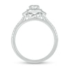 Thumbnail Image 4 of 0.74 CT. T.W. Diamond Cushion Frame Chevron Collar Hidden Infinity Bridal Set in 10K White Gold