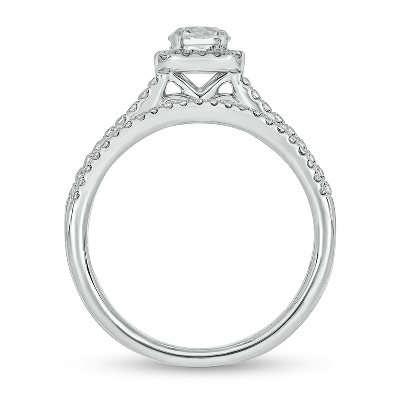 0.73 CT. T.W. Diamond Cushion Frame Hidden Infinity Bridal Set in 10K White Gold