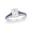 Thumbnail Image 1 of Vera Wang Love Collection 1.45 CT. T.W. Emerald-Cut Certified Diamond and Sapphire Engagement Ring in 14K White Gold