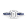 Thumbnail Image 4 of Vera Wang Love Collection 1.45 CT. T.W. Emerald-Cut Certified Diamond and Sapphire Engagement Ring in 14K White Gold