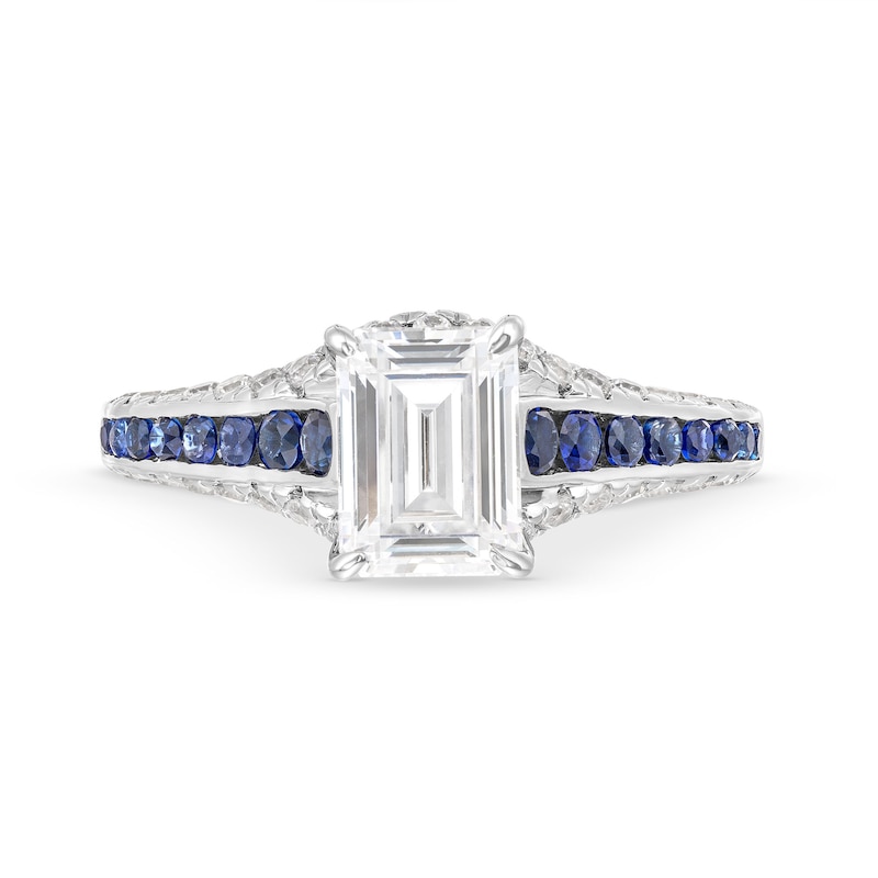 Vera Wang Love Collection 1.45 CT. T.W. Emerald-Cut Certified Diamond and Sapphire Engagement Ring in 14K White Gold|Peoples Jewellers