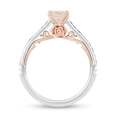 Enchanted Disney Villains Maleficent Oval Morganite and 0.18 CT. T.W. Black Diamond Engagement Ring in 14K Two-Tone Gold
