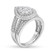 Thumbnail Image 3 of 1.23 CT. T.W. Pear Multi-Diamond Teardrop Frame Split Shank Vintage-Style Bridal Set in 10K White Gold