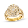 Thumbnail Image 1 of 1.45 CT. T.W. Diamond Triple Row Scallop Frame Bridal Set in 10K Gold