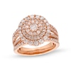 Thumbnail Image 1 of 1.45 CT. T.W. Diamond Triple Row Scallop Frame Bridal Set in 10K Rose Gold